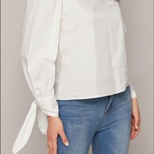 Knot Cuff Mock Neck Lantern Sleeve